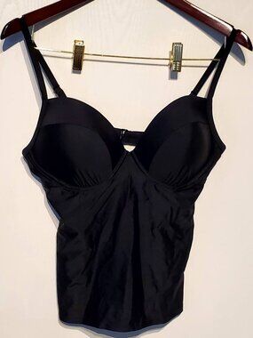 Women's Black Tankini Top W/Padded Bra - Size Medium - VGC - Save $